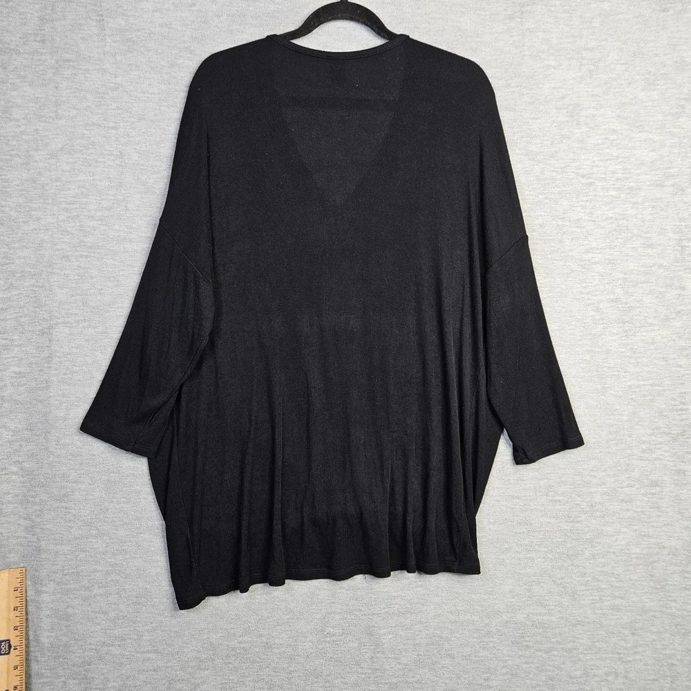 Bobi Los Angeles Women Black Twist Front Top Size L V Neck Dolman Sleeve